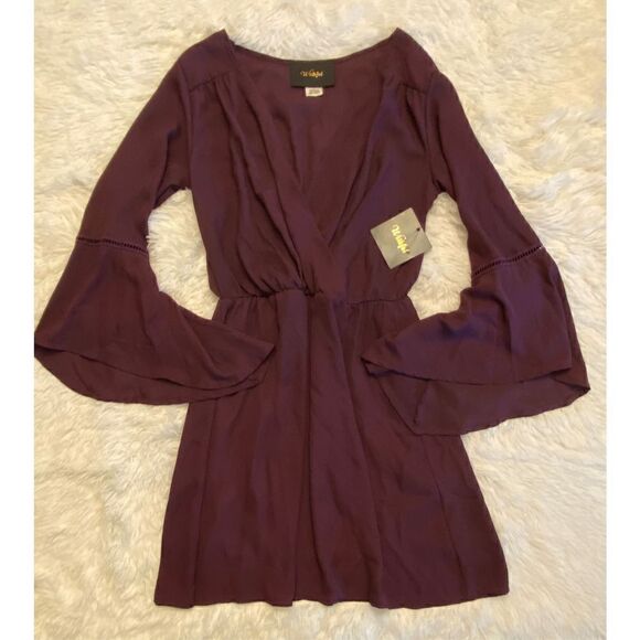 NWT Wishful SZ M Woman’s Beautiful Plum Flare Sleeve Flowey Dress - Picture 6 of 15